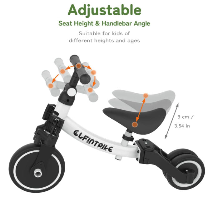 Triciclo plegable que se convierte en cochecito para niños de 1 a 4 años