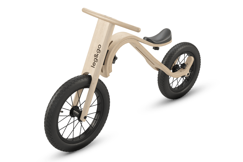 Bicicleta de equilíbrio de madeira escalável Leg&Go 3 em 1 de 1 a 5 anos