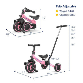 7-in-1 folding children's tricycle from 1 to 4 years old