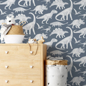 Papier peint dinosaure bleu Pastelowe Love - Wallpapers par Pastelowe Love