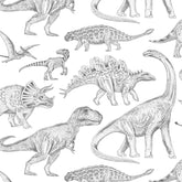 Papier peint dinosaure blanc Pastelowe Love - Wallpapers par Pastelowe Love